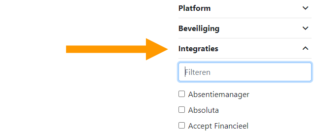 Software koppelen de integratie filter